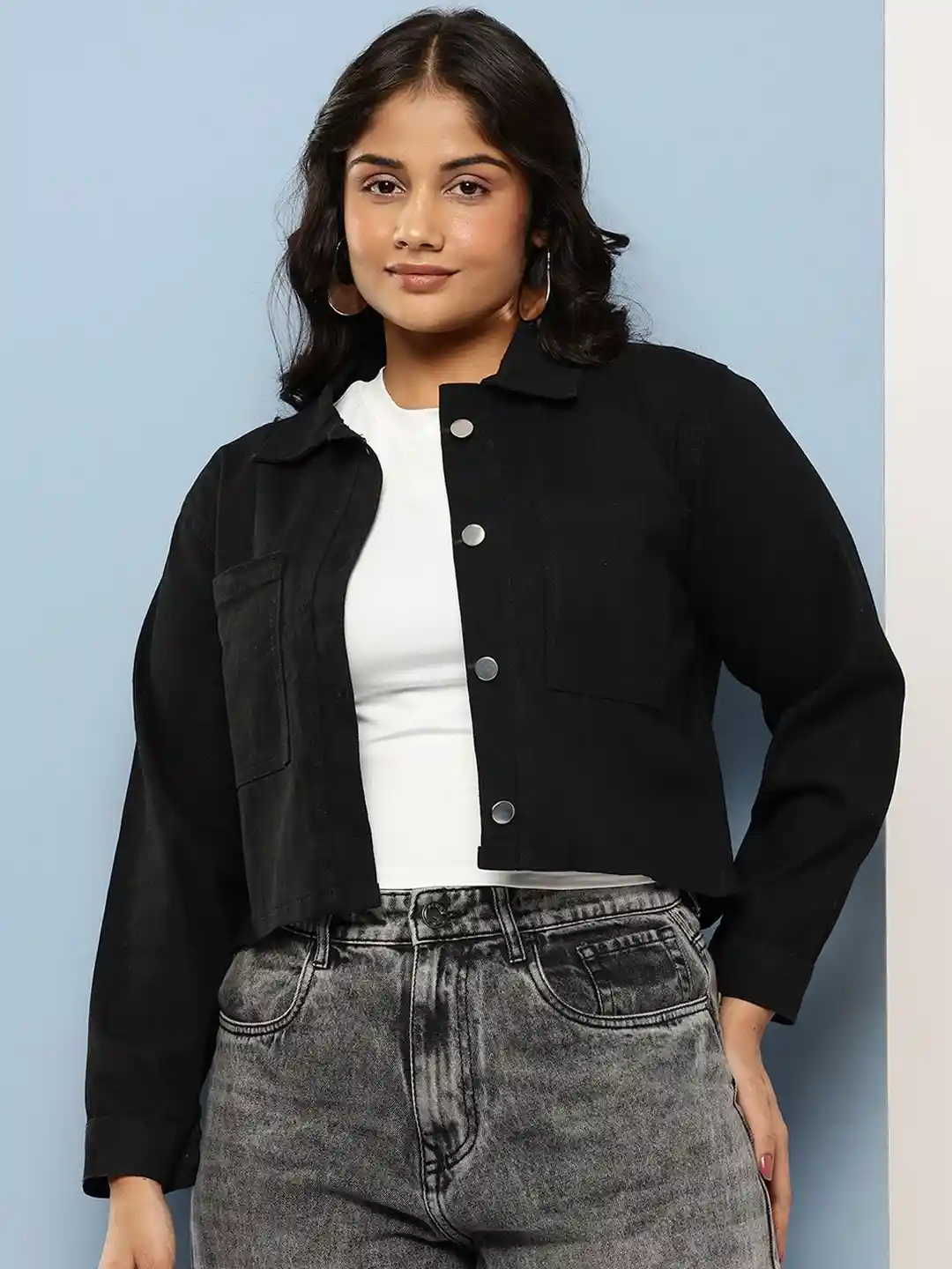 Buy CORSICA Women Black Crop Denim Jacket Jackets for Women