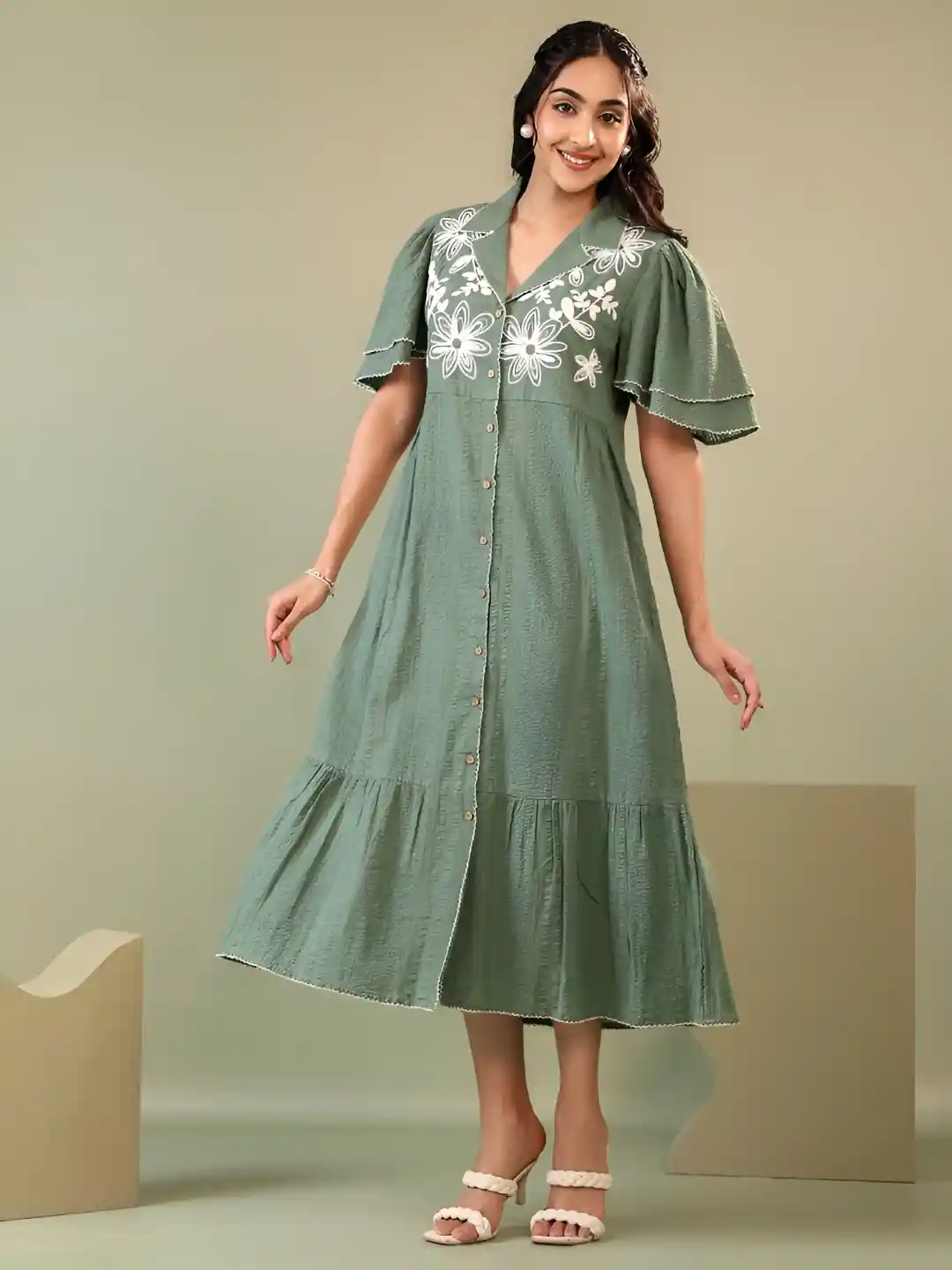 fall dresses a line Women's Fall Dresses Casual Wrap Flowy Pleated Midi Dress Casual A-line Dresses