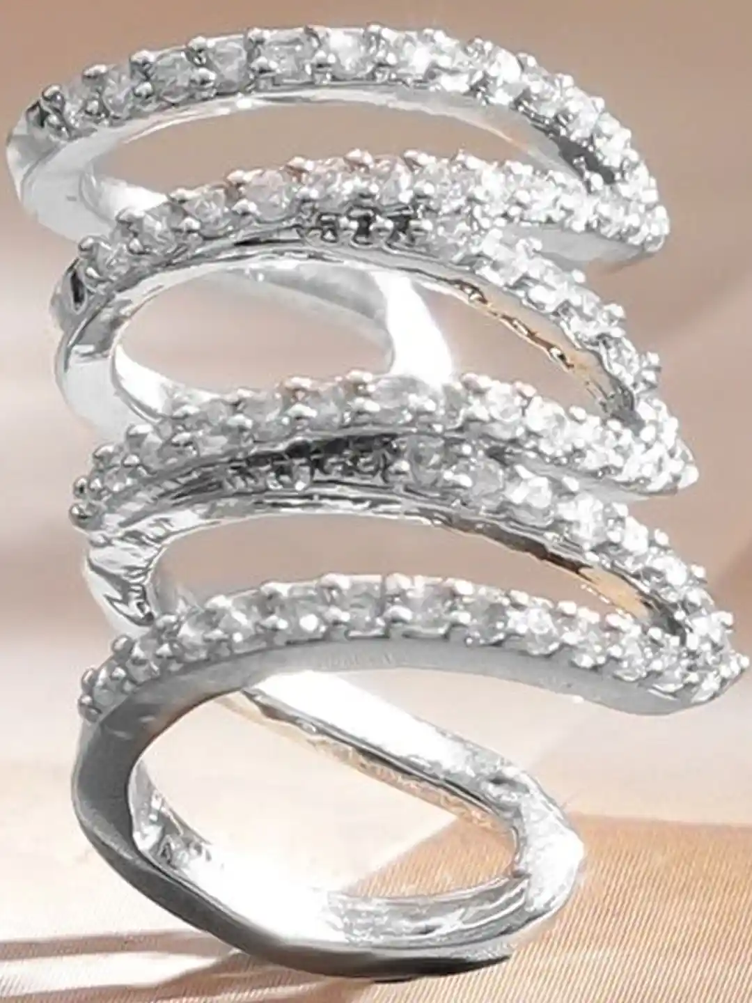 Rubans Voguish Rhodium-Plated Tarnish Free Cuff Earrings