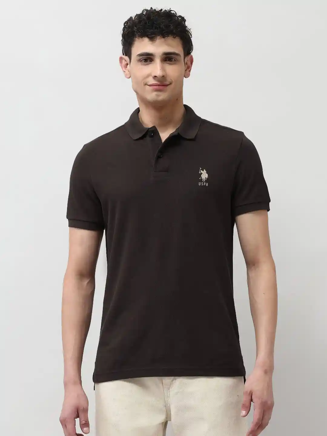 Polo Denim Men Brand Logo Printed Polo Collar T-shirt