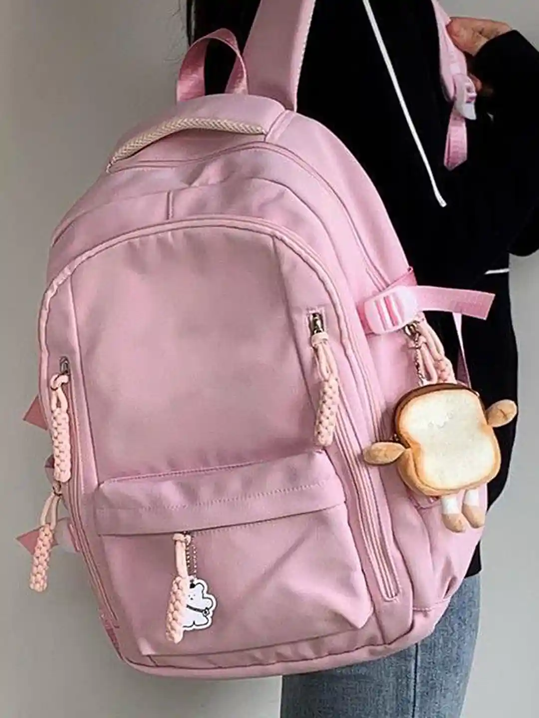 Buy LULU SKY Women Solid Zip Multiple Compartment Backpack