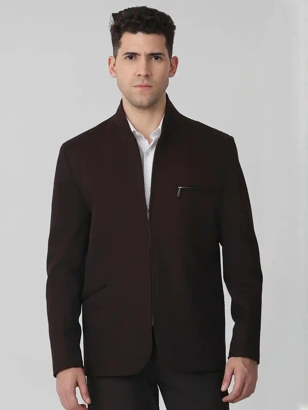 Buy Mufti Mandarin Collar Open Front Jacket Jackets for Men