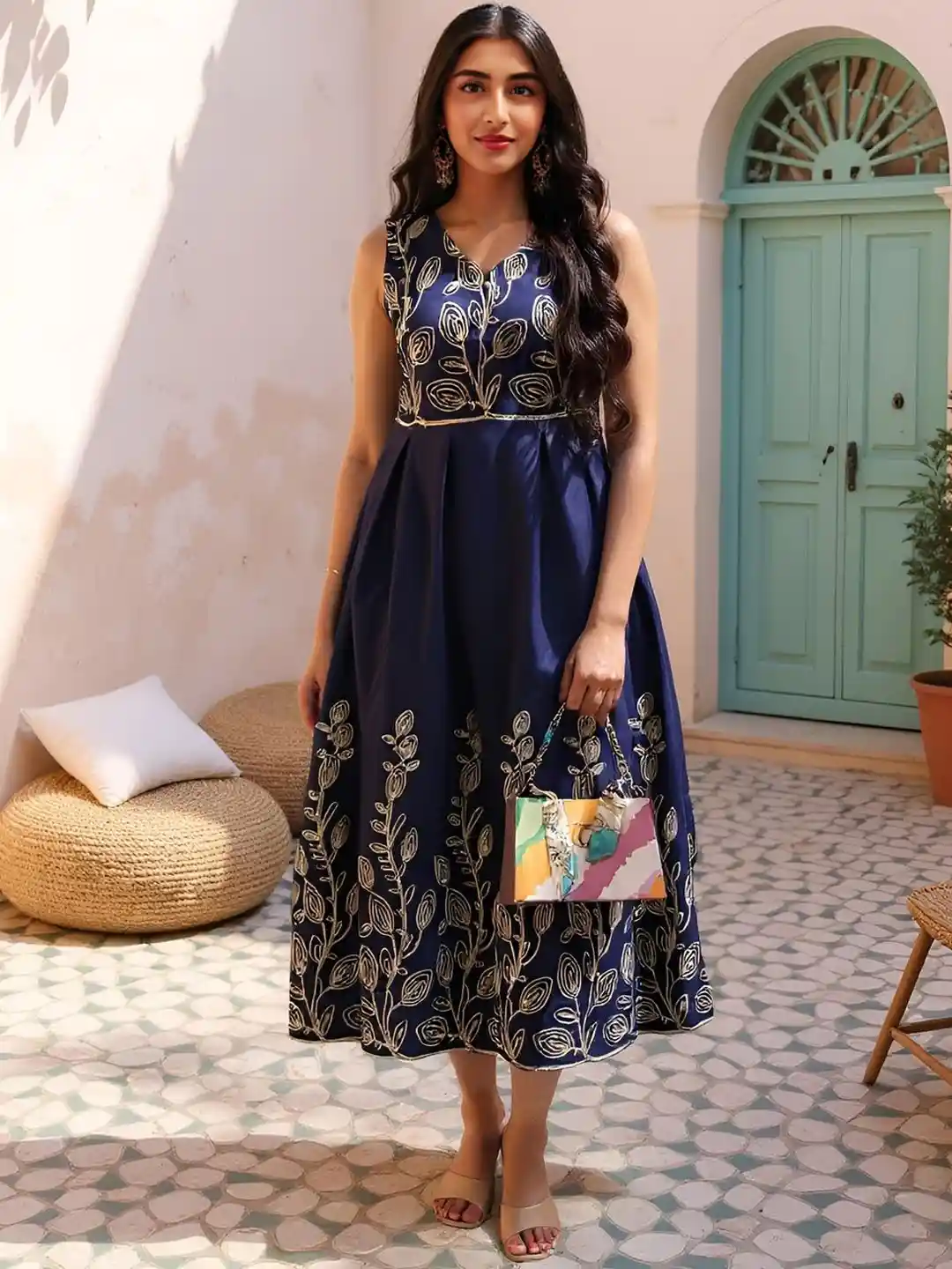 SZN Embroidered Flared Shift Dress