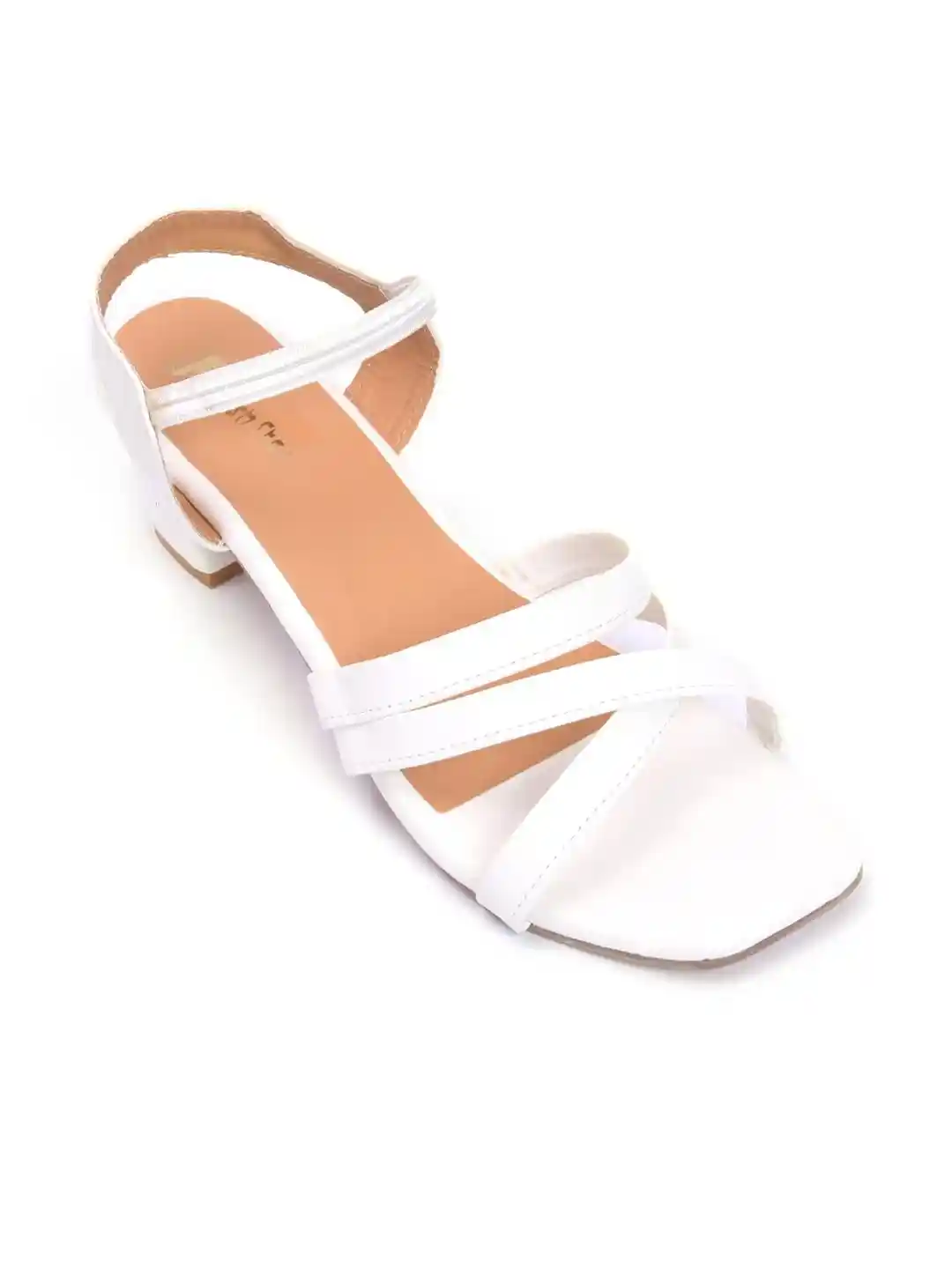 FAISHSTAR Women White Strappy Block Heeled Sandals