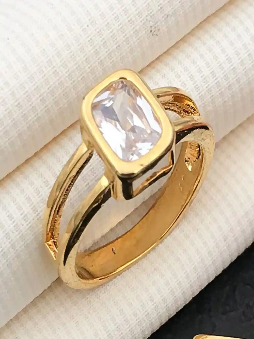 KETMERA Men Gold Plated Artificial Stones Studded Finger Ring