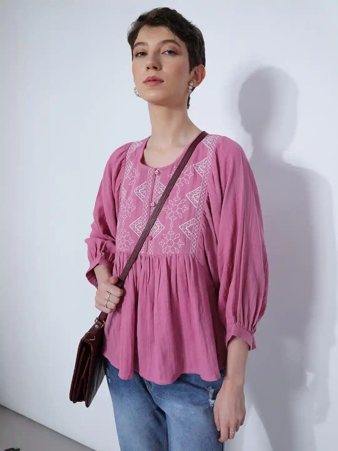 Buy LIMEROAD Women Pink Cotton Blend Kurtis Kurtis for Women