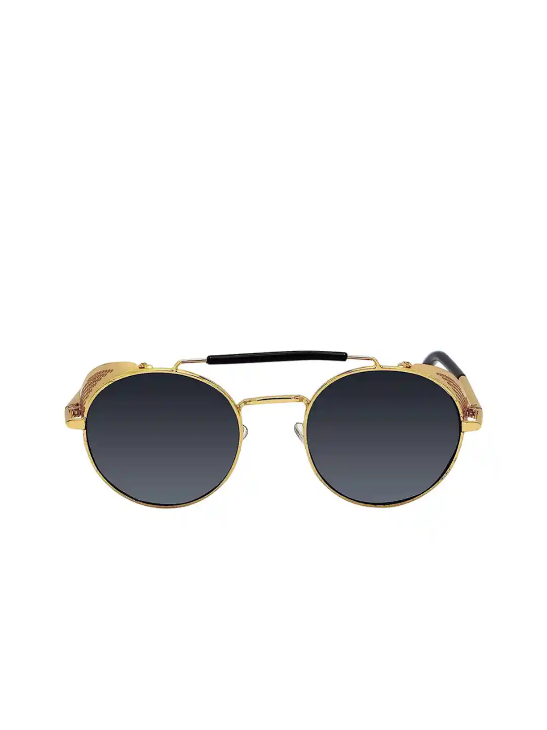 SPADEACES Unisex Round Sunglasses with UV Protected Lens STEAMPUNK GOLD  BLACK CUP -38