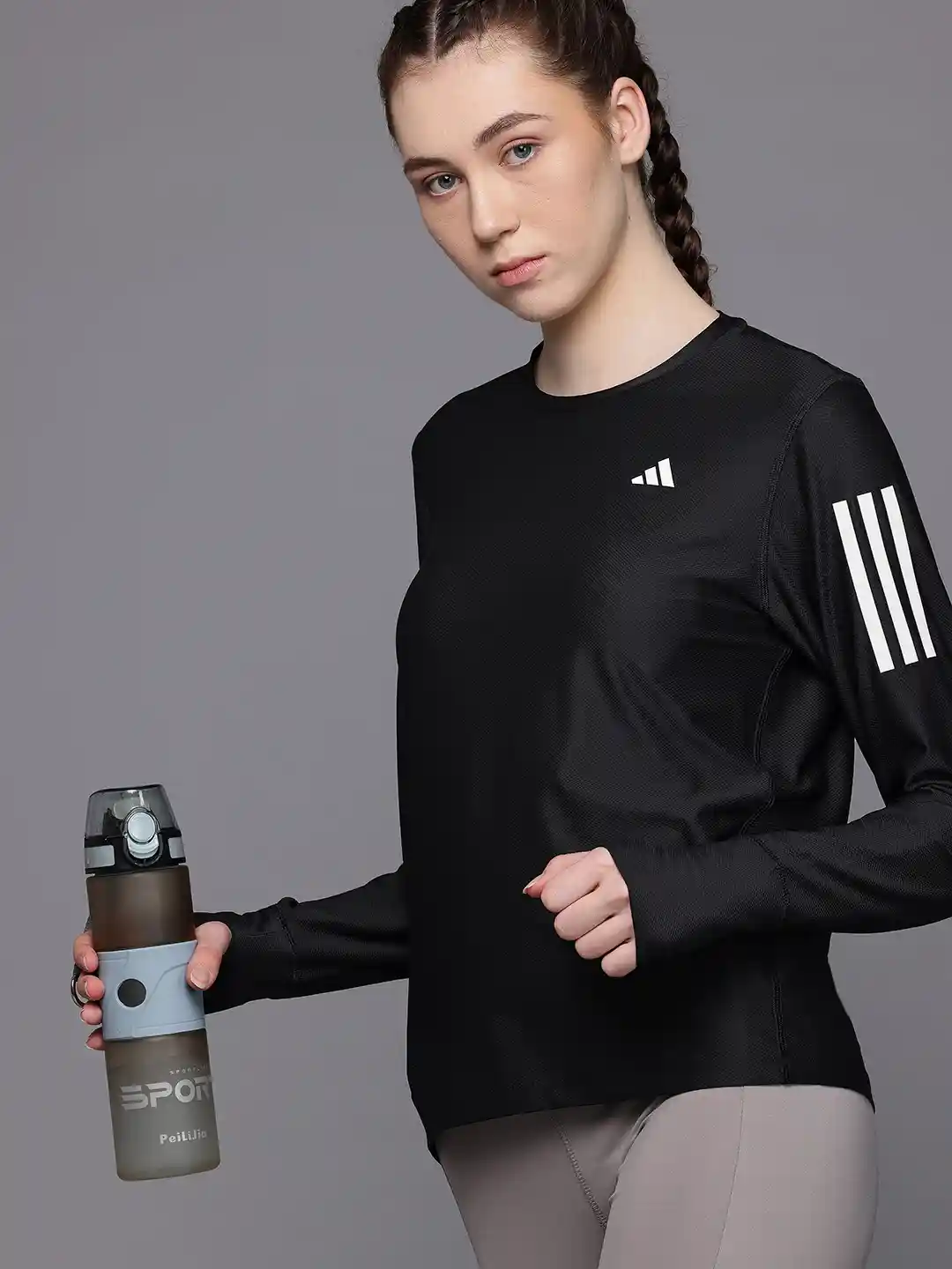 ADIDAS Brand Logo Print Moisture Wicking Running T-shirt with Reflective  Elements