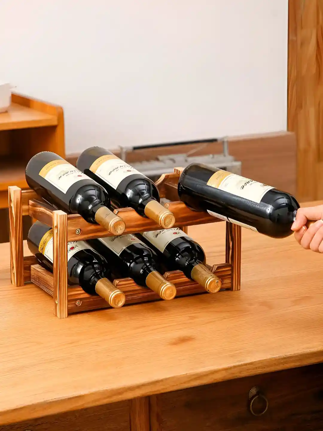 Buy HOKIPO Brown Wooden Wine Bottle Rack Wine Racks for Unisex