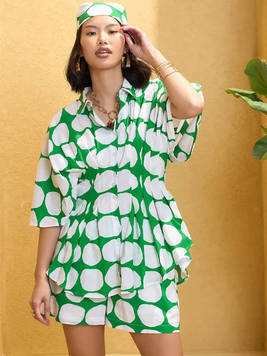 Buy Pink Paprika by SASSAFRAS Polka Dot Printed Pure Cotton Shirt