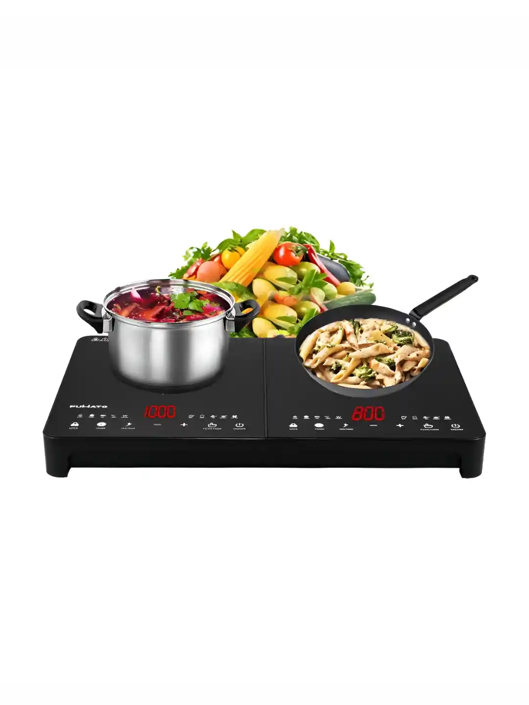 The Better Home FUMATO Black Induction Cooktop Double Burner Touch Control  Digital Display