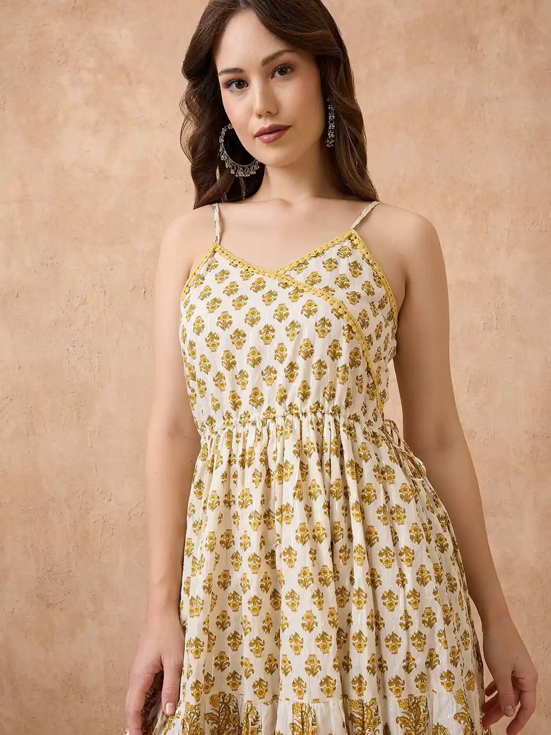 Halter Neck Printed Dress Globus Ethnic Wear Globus Floral Print