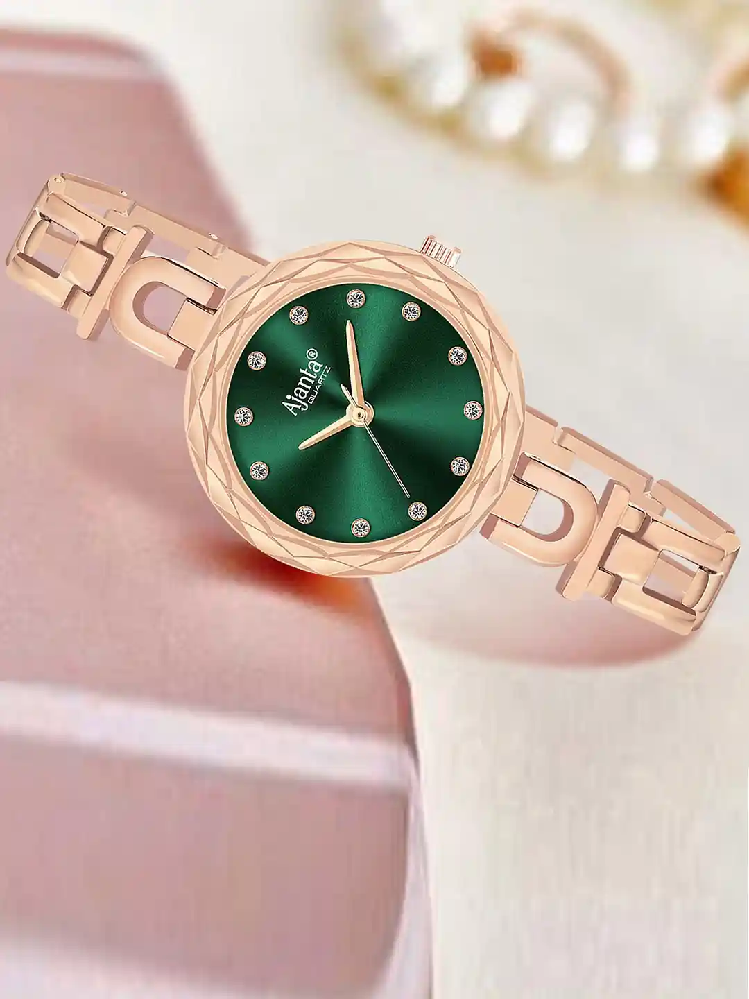 Ajanta Quartz Women Embellished Dial Bracelet Style Straps Analogue Watch  AWC130ESL