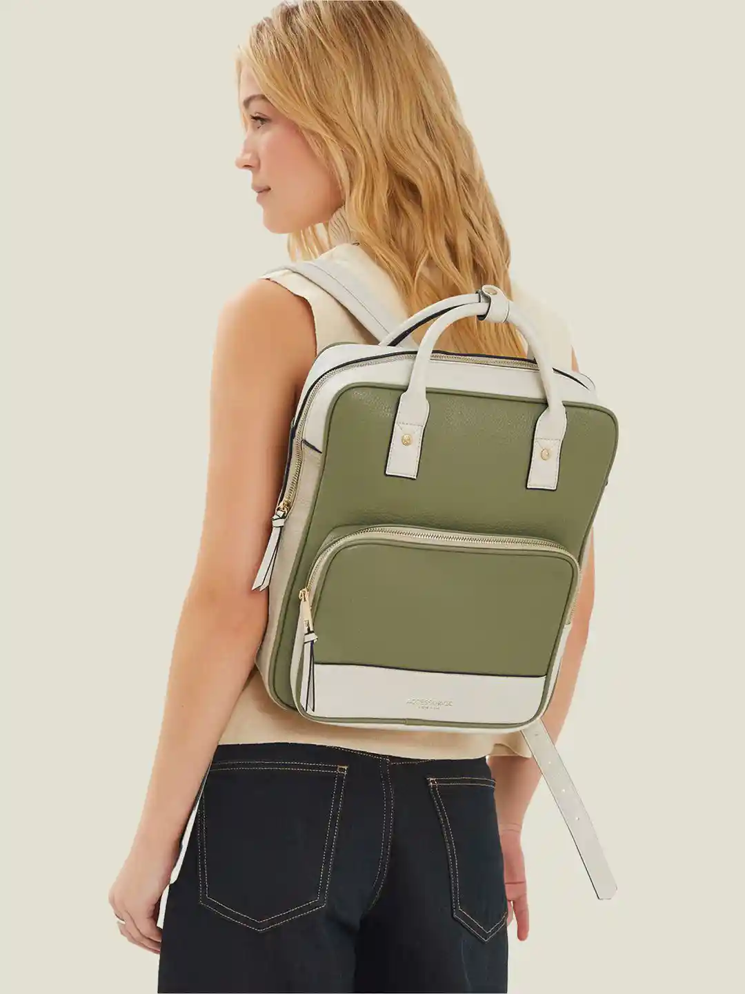 Buy Accessorize Women Two-Tone Top Handle Faux Leather Backpack