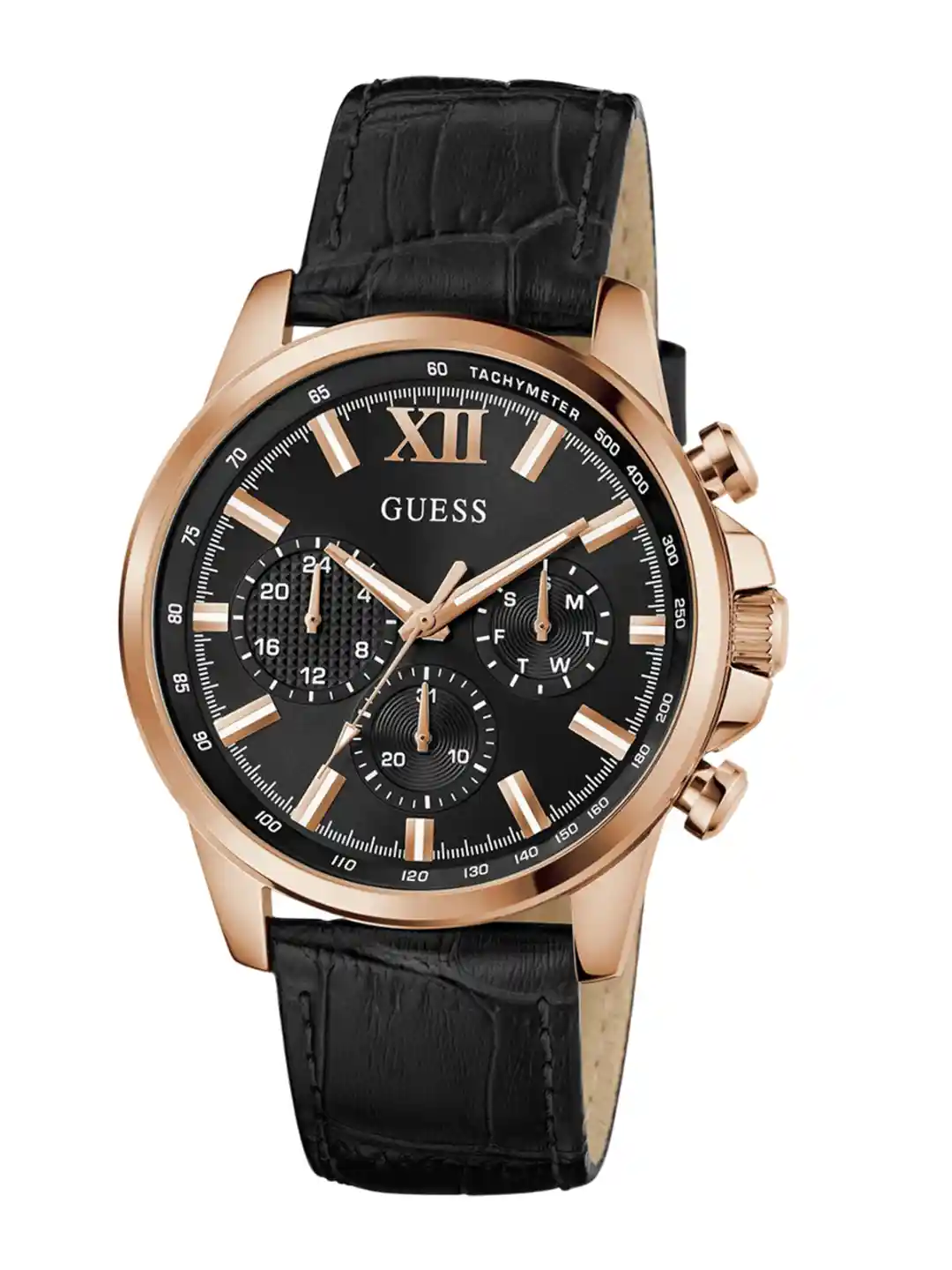Buy GUESS Men Dial Leather Textured Straps Analogue Watch