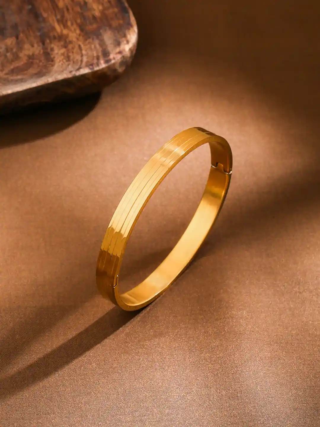 Buy Yellow Chimes Men Gold-Plated Stainless Steel Kada Bracelet