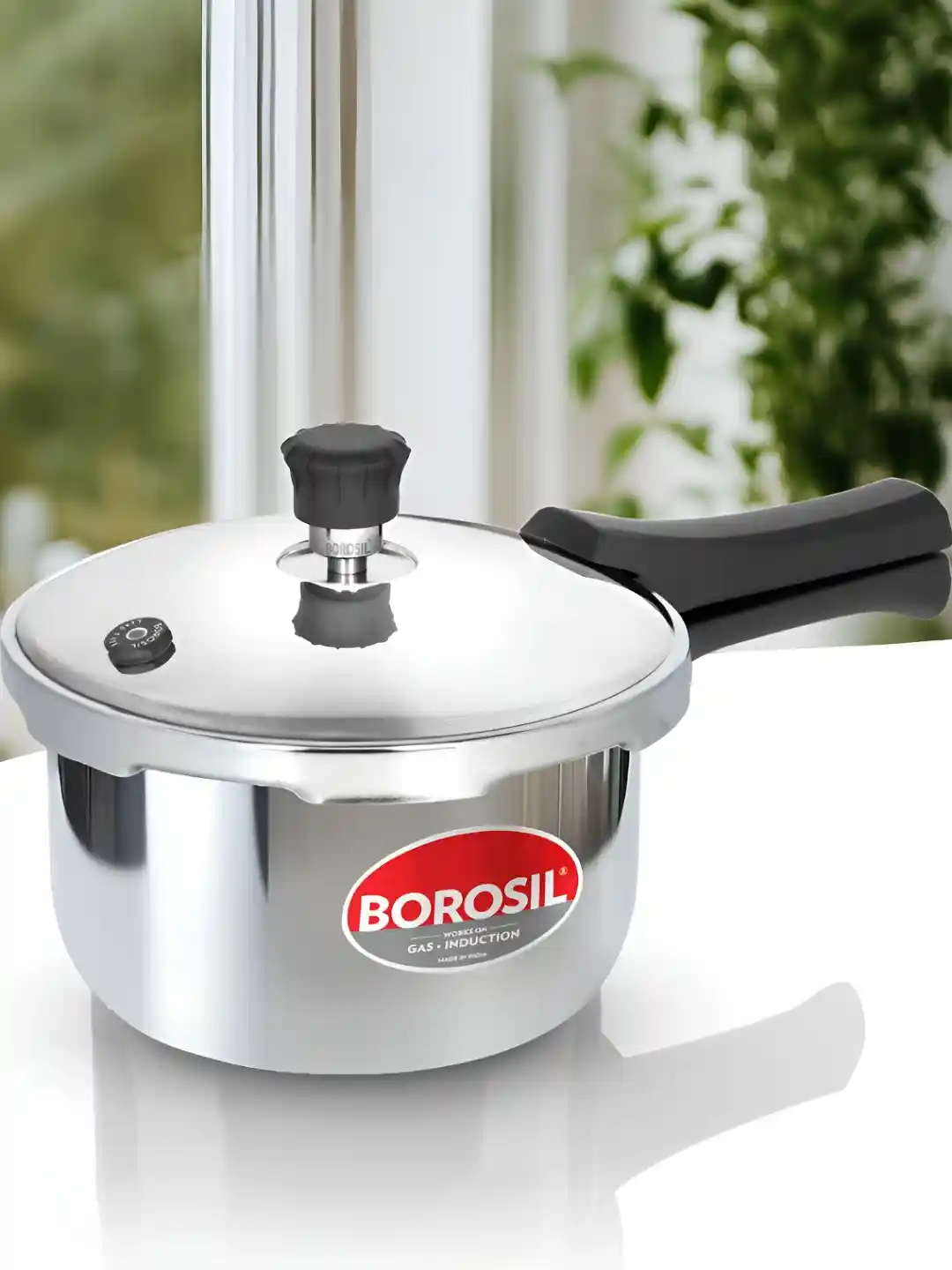 BOROSIL Pronoto Silver Stainless Steel Dishwasher Safe Induction Outer Lid  Pressure Cooker-2 L