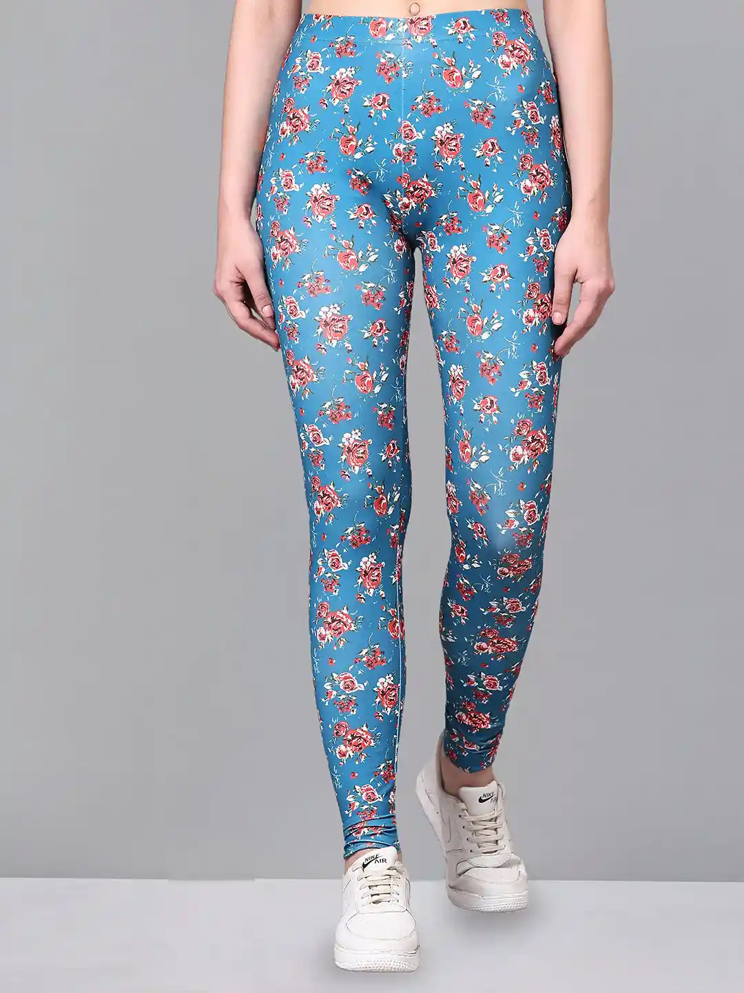 DTR FASHION Floral Printed Mid-Rise Ankle-Length Gym Tights