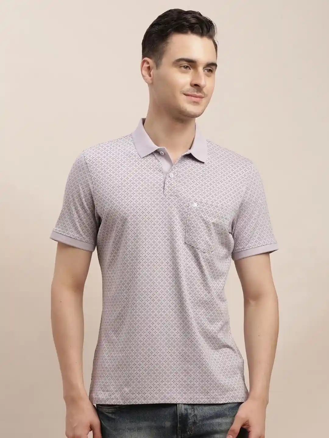 Turtle Men Printed Polo Collar Pockets Slim Fit T-shirt