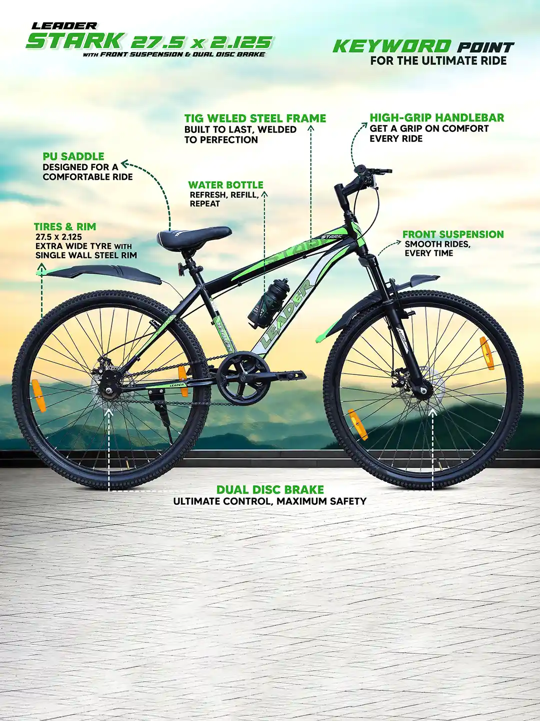 Buy LEADER Stark MTB Cycle With DD Brake Front Suspension