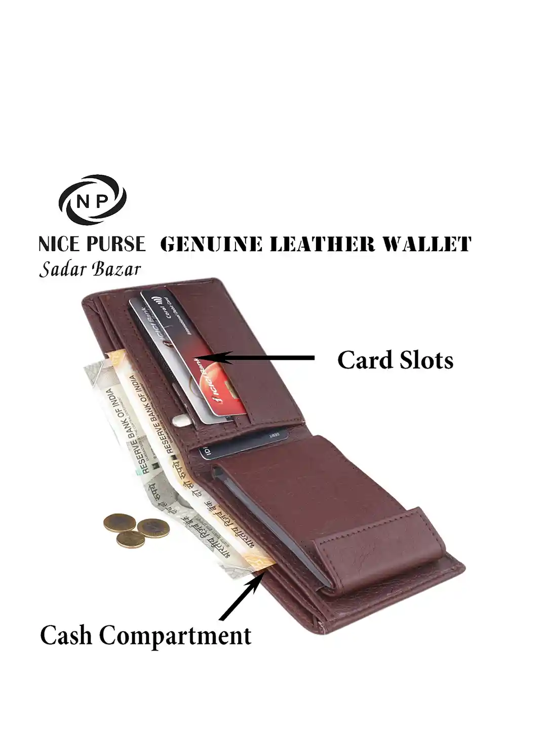 NICE PURSE Men Leather Two Fold Wallet