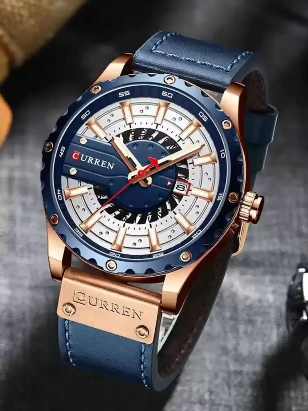 Buy Curren Men Brass Dial Leather Straps Analogue and Digital