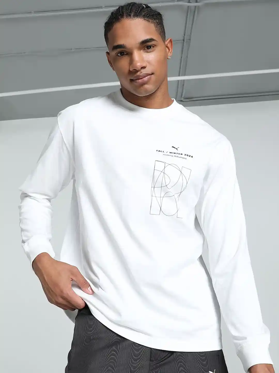 Myntra Puma Tops Summits Puma Graphics Working Dokument Long Sleeve Relaxed  Fit Tee