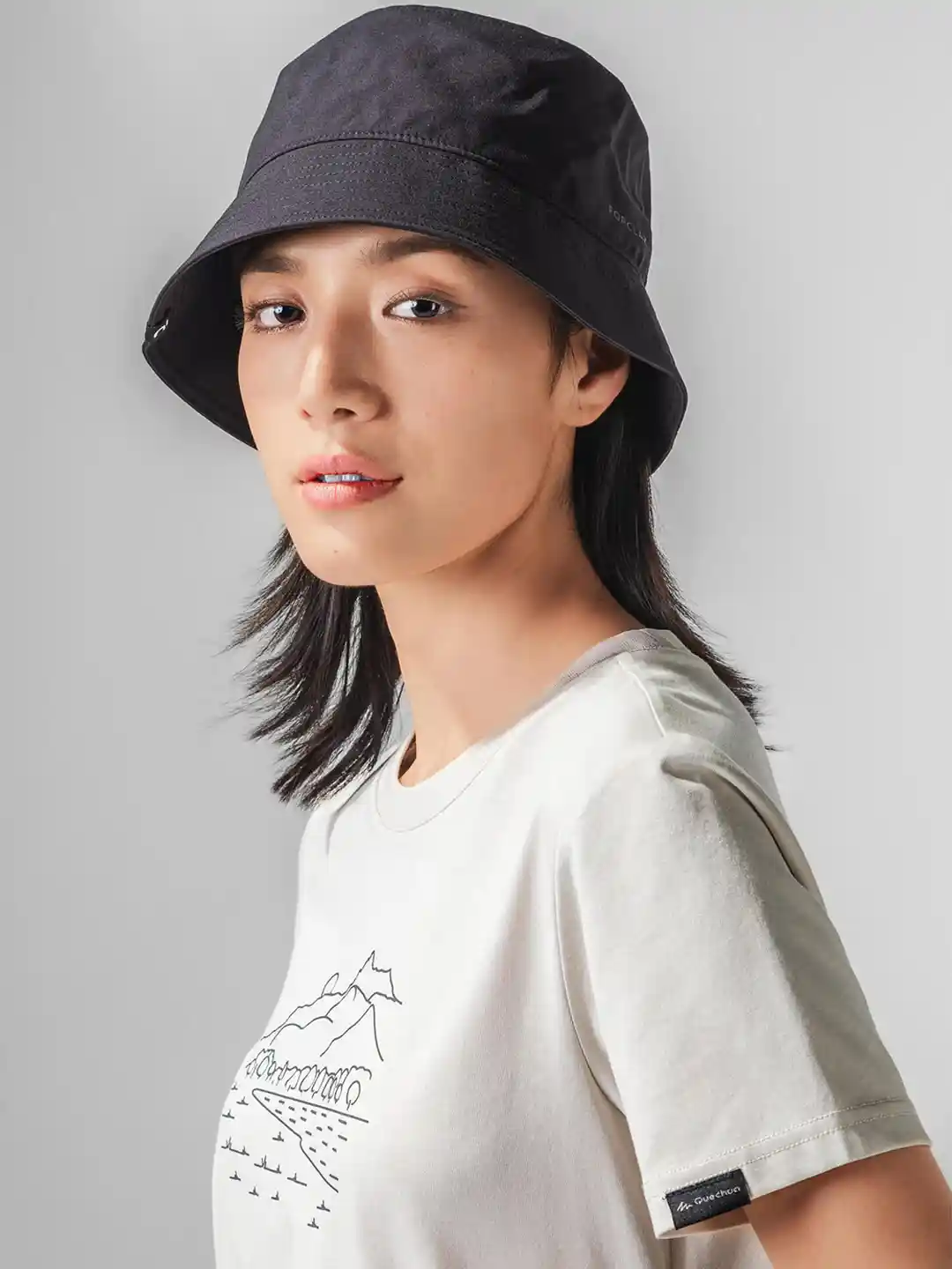 Buy Decathlon FORCLAZ Unisex Black Solid Bucket Hat Hat for