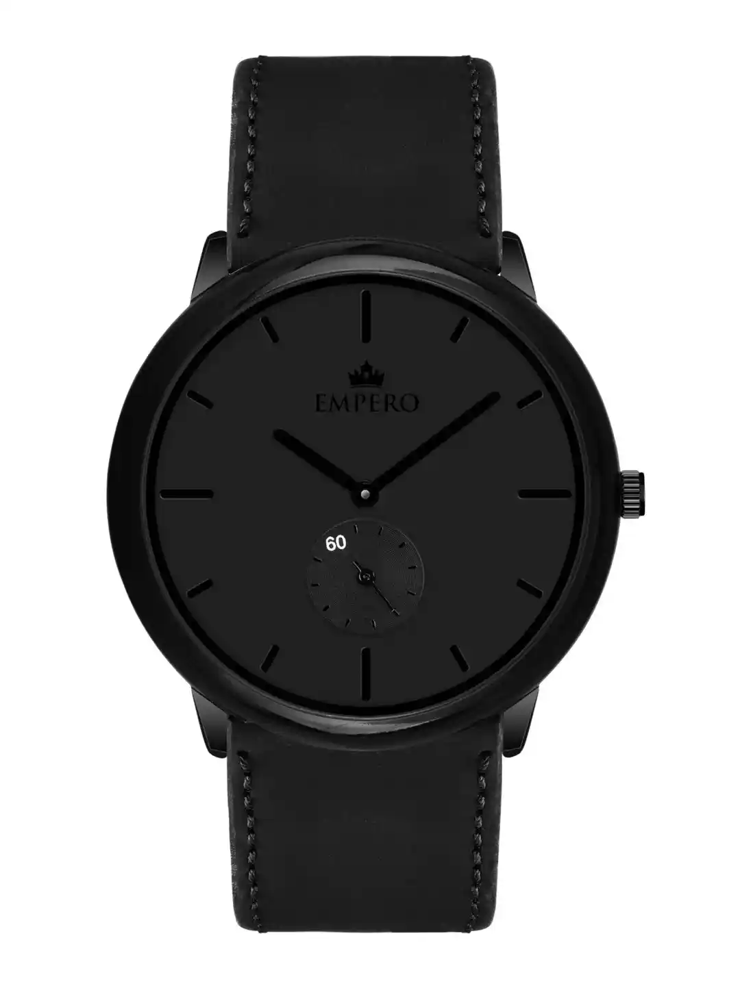 EMPERO Men Brass Dial Leather Straps Analogue Chronograph Watch EAB303  Black Hands Black Leather