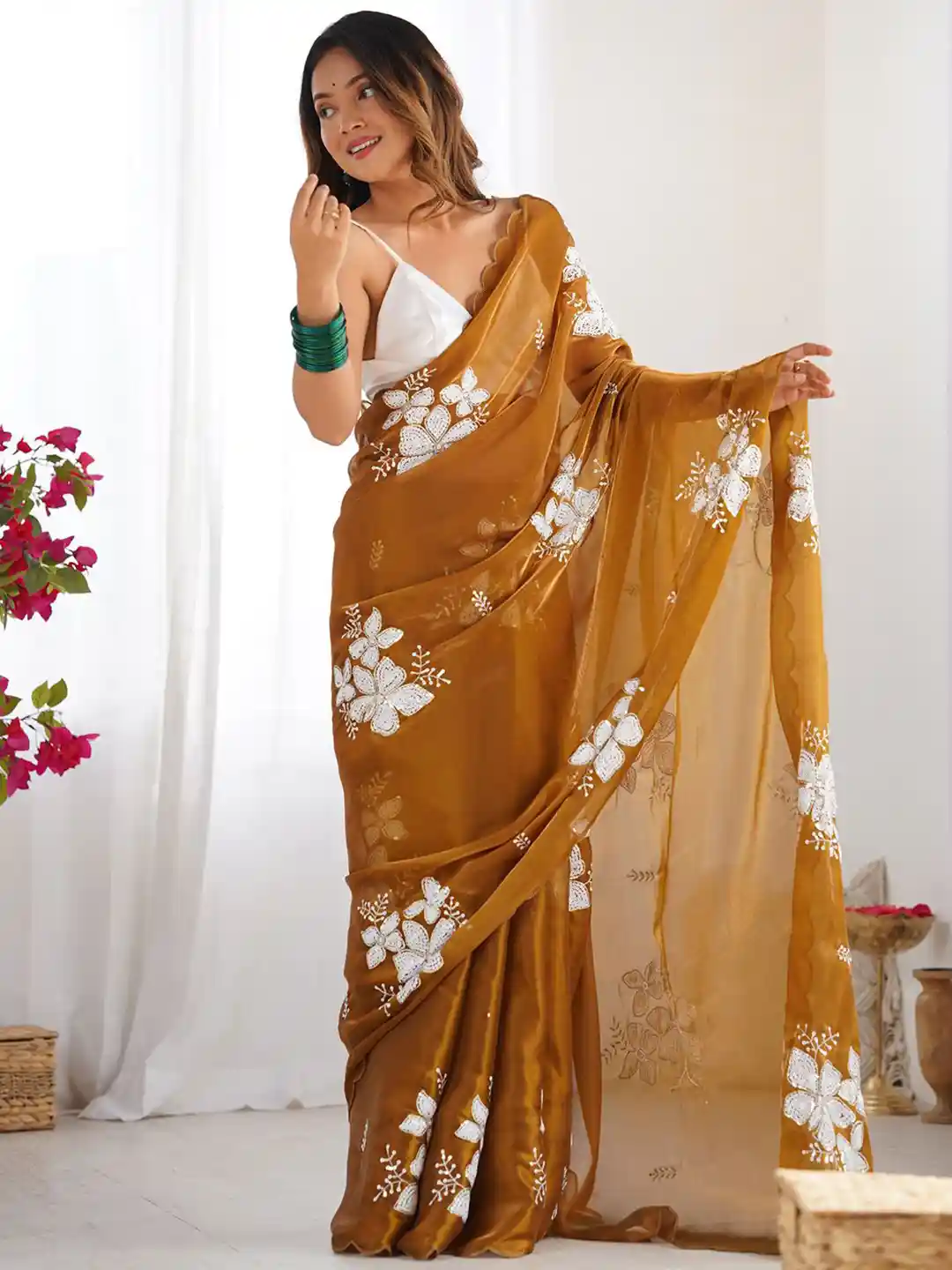 Buy Anouk Embellished Sequinned Organza Saree Sarees for Women