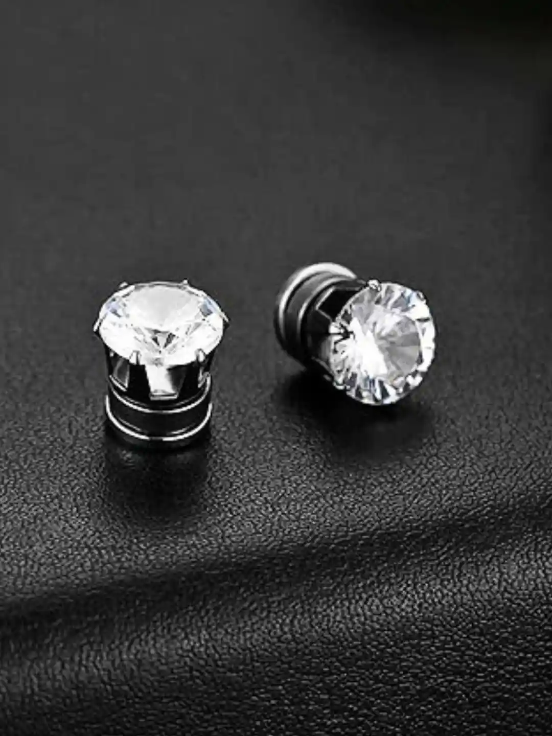 Cubic Zirconia Silver Ear Studs For Men Eternity Sterling Silver