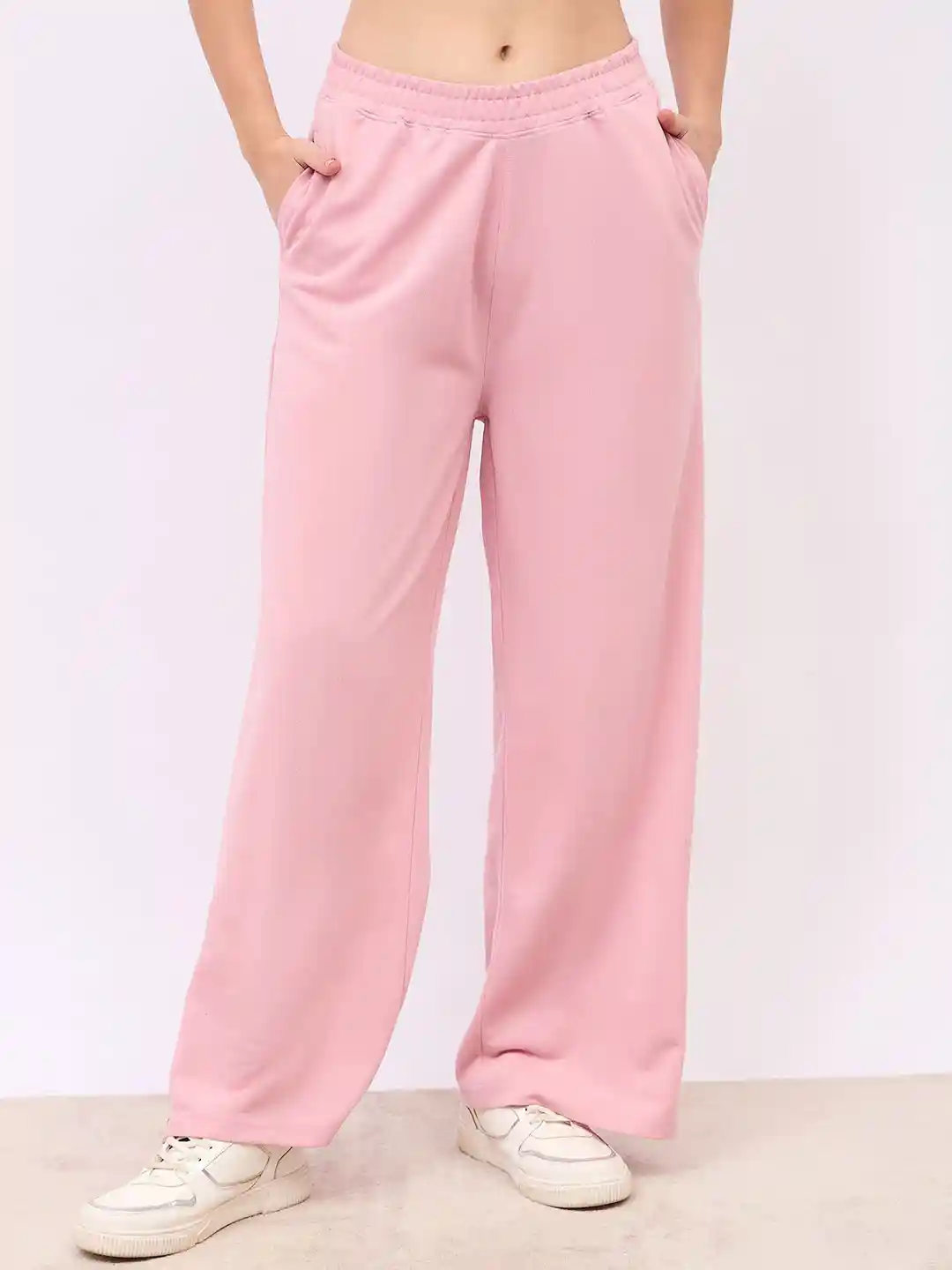 Buy Styli Women High Waist Wide Leg Jogger With Zip Detail At