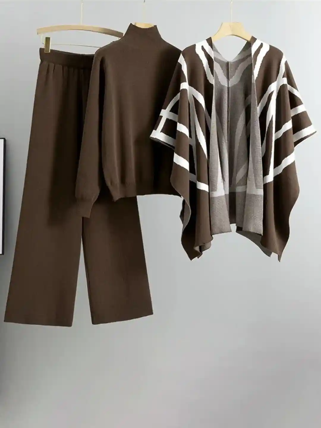 Miss Mosa By Akanksha Women Brown Dory Luxe Winter Coord Set With Cape