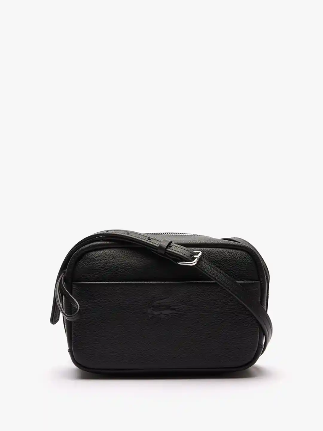 Lacoste Textured Structured Leather Shoulder Bag With Scarf