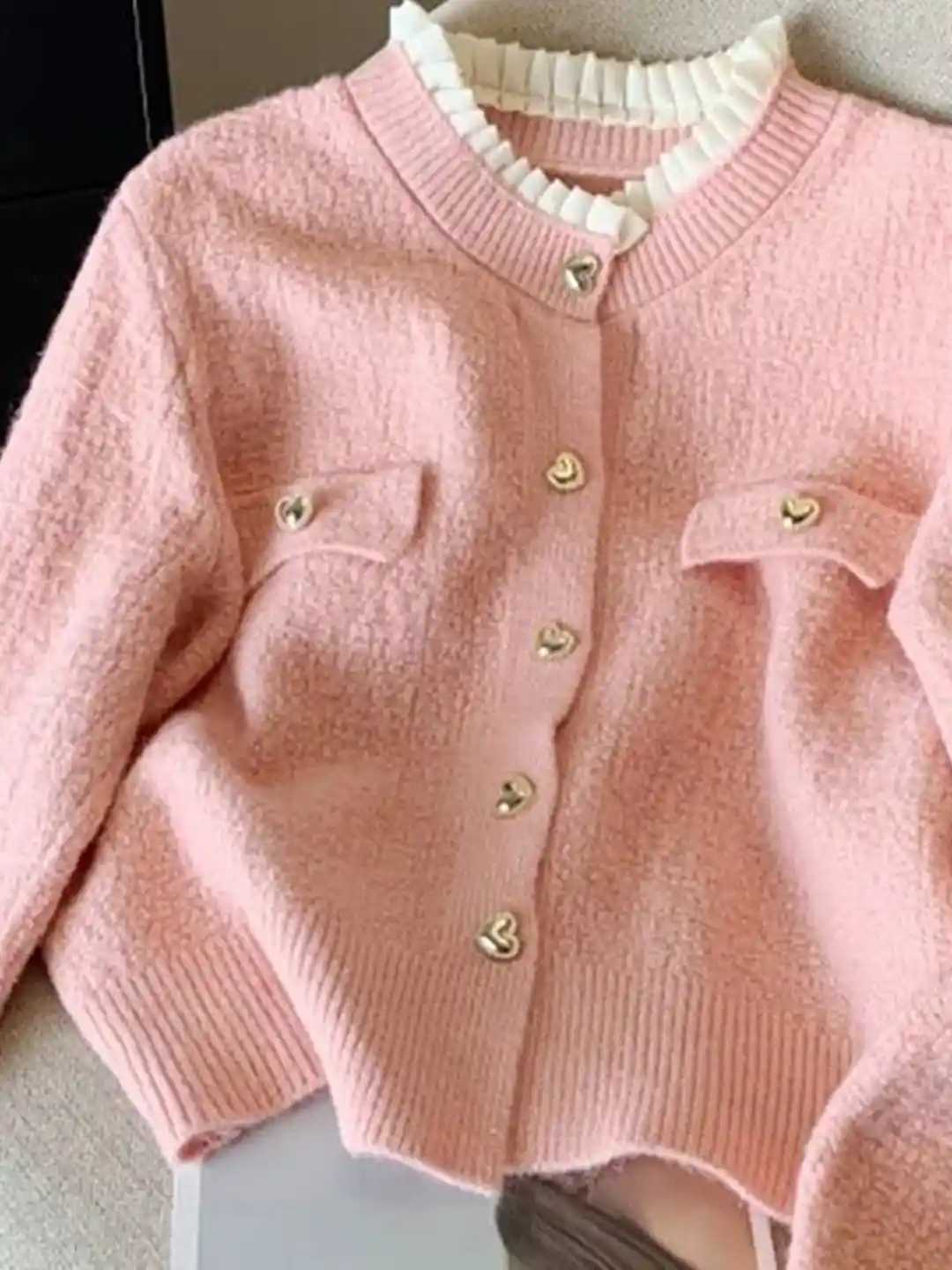 Buy Miss Mosa By Akanksha Pink Gia Cute Heart Cardigans in Pink