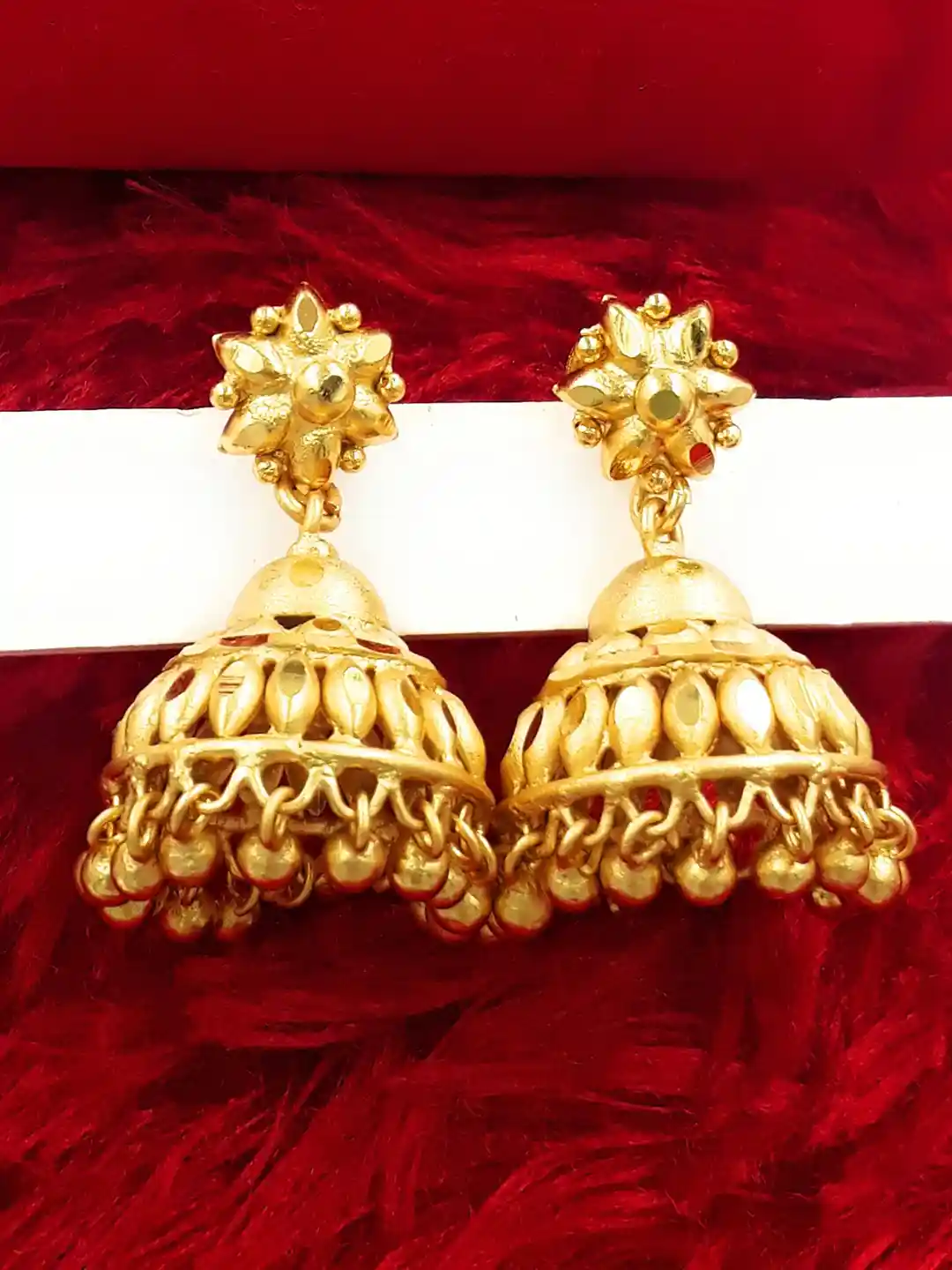 Buy Anujeet Fashion Hub Gold Plated Dome Shaped Impon Jhumkas