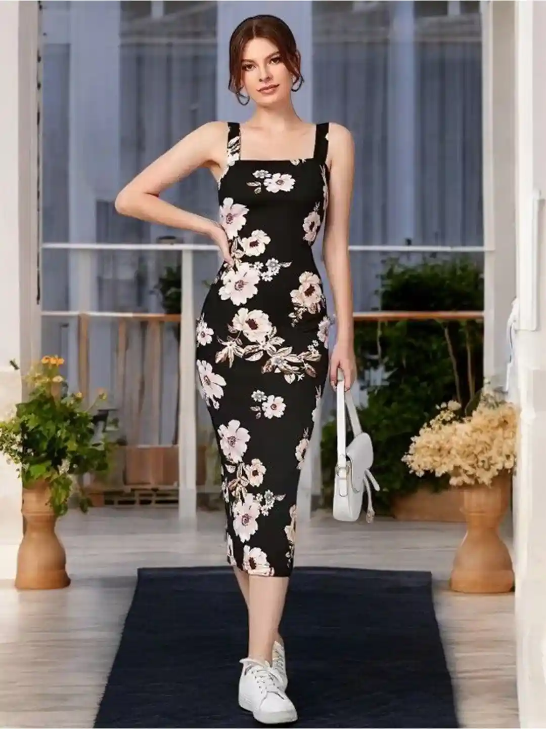 Bodycon Dress Black And White Floral Print Dress Buy BAESD Women