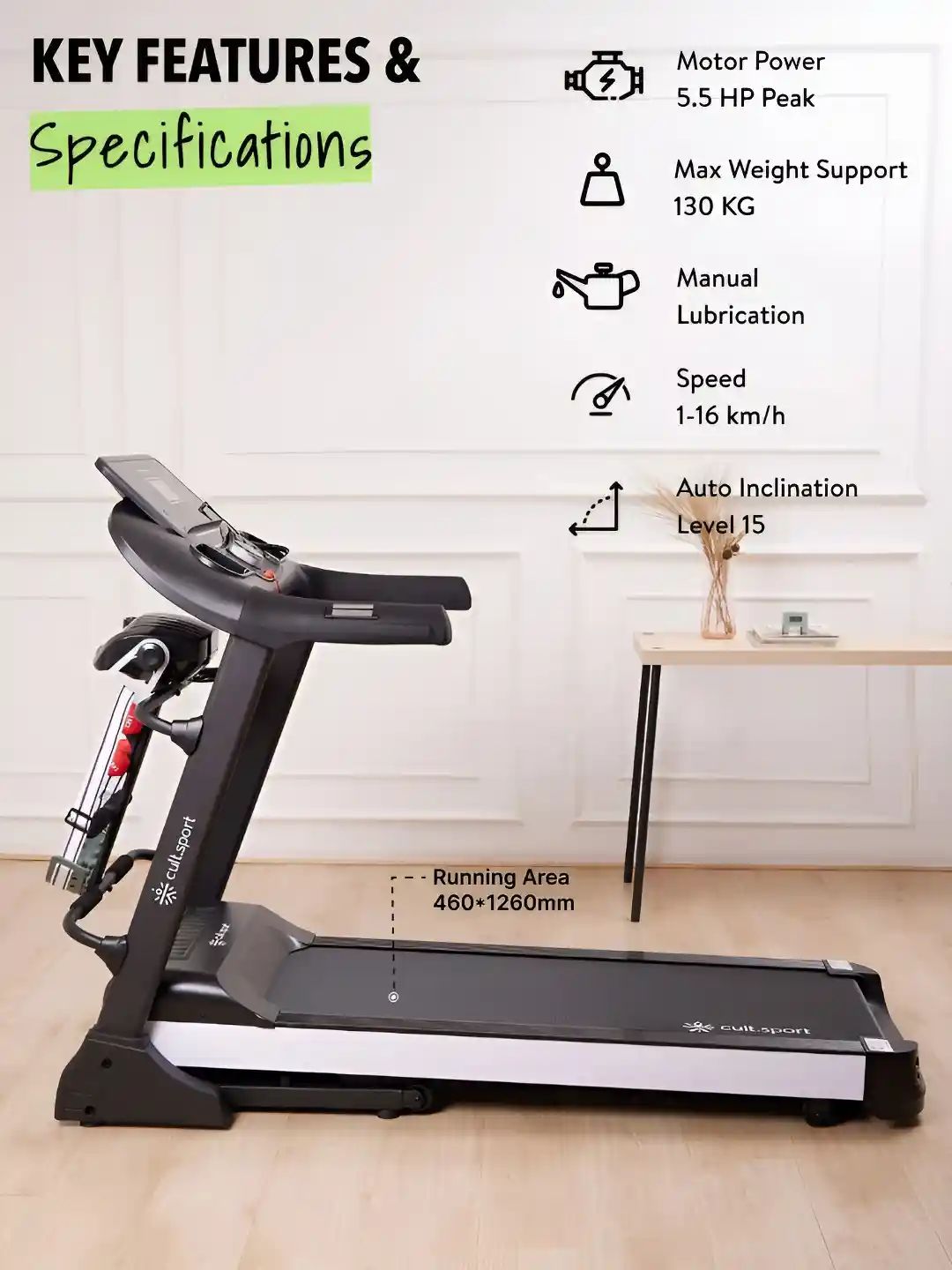 Buy CULT SmartrunCanoas Peak Motorized Treadmill with