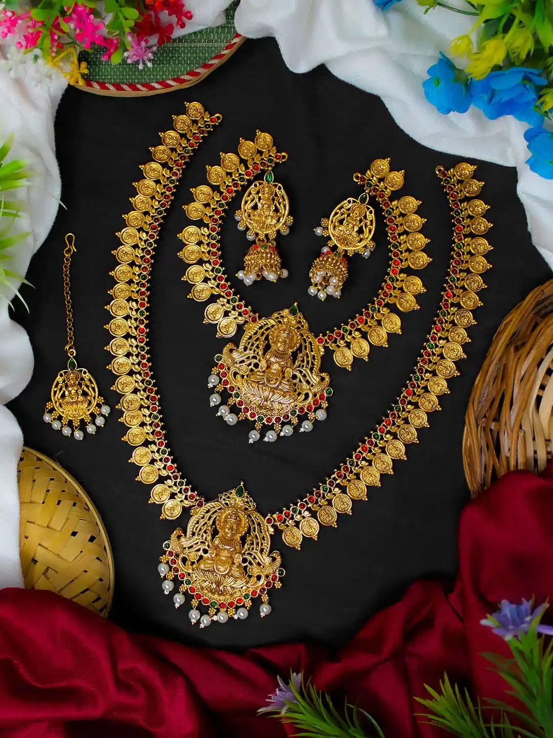 Buy NAGNESHI ART Gold-Plated Stones Studded Beaded South Indian