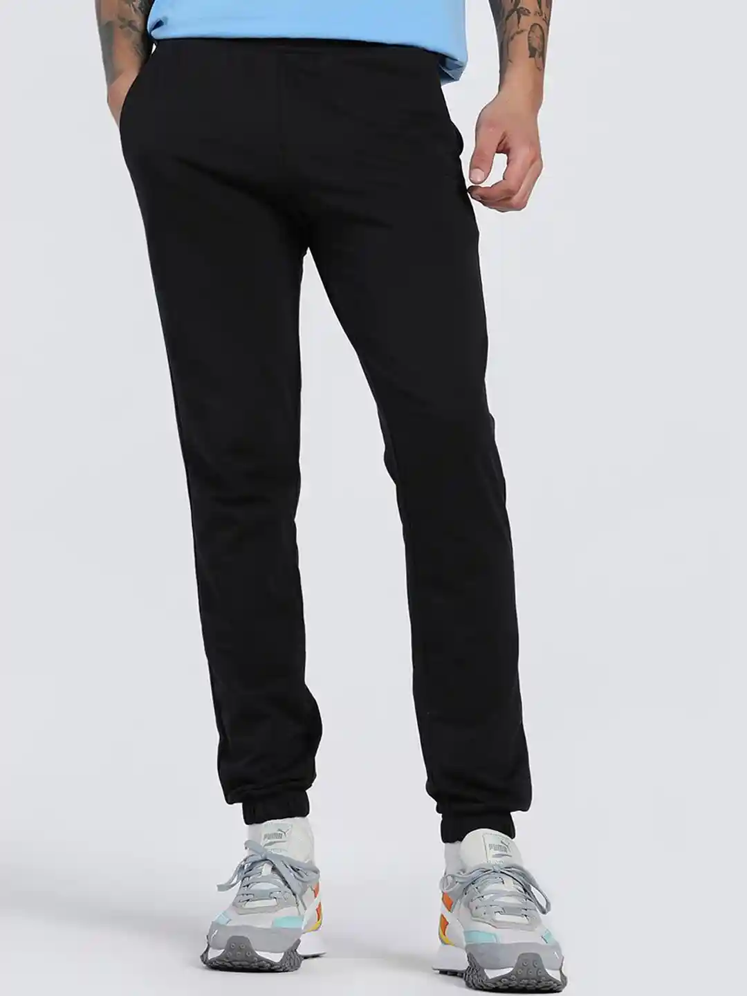 Buy Puma Men Pure Cotton Mid Rise Slim Fit Drawstring Track Pants