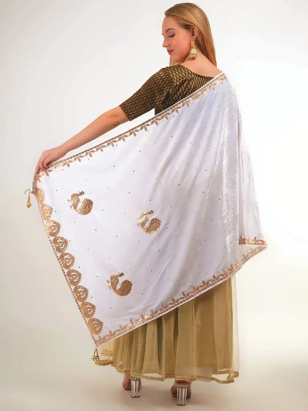 Buy Way2Like Peacock Design Embroidered Gota Patti Work