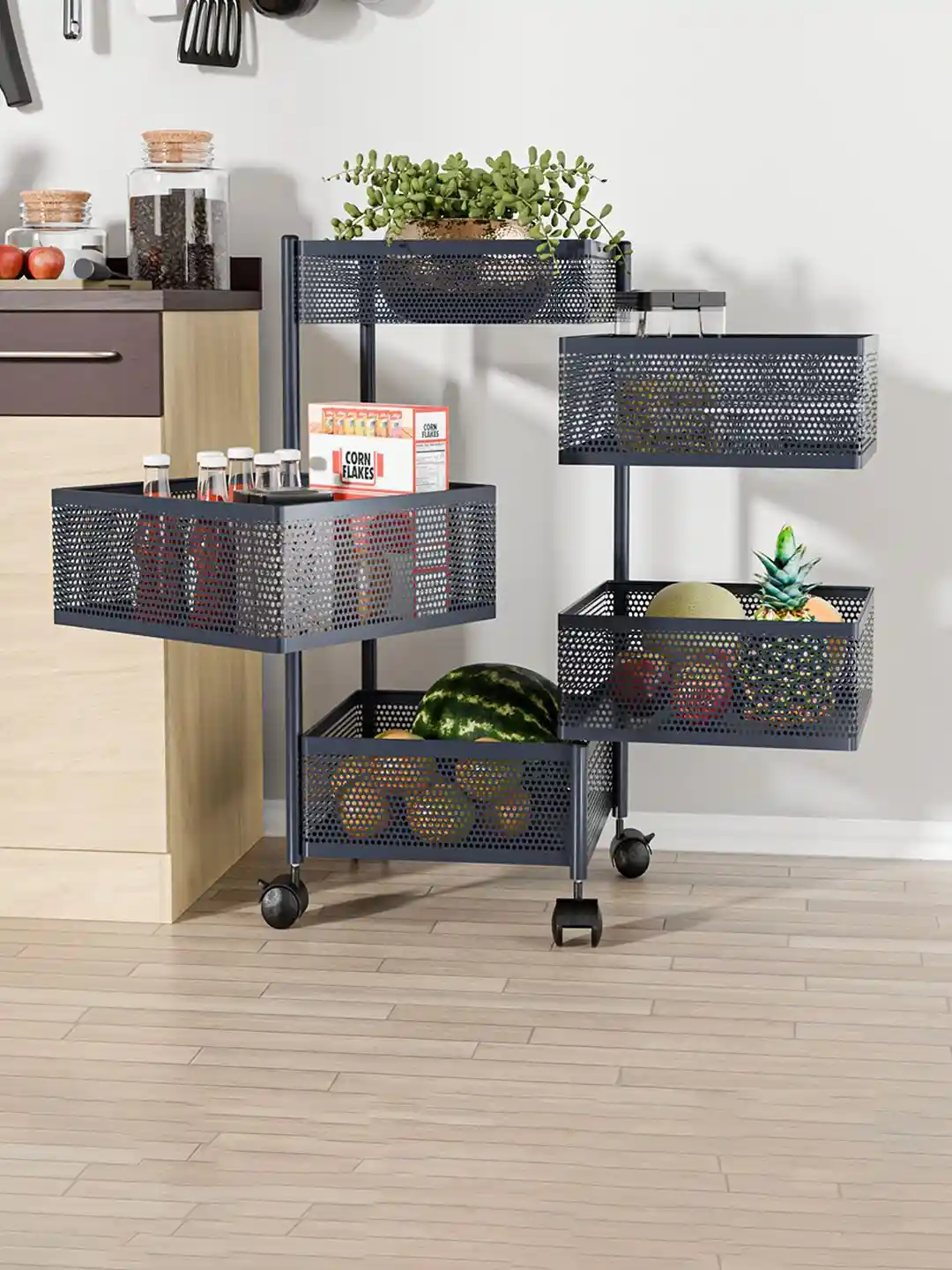 Buy Kuber Industries 4+1 Layer Kitchen Storage Rack with Wheels