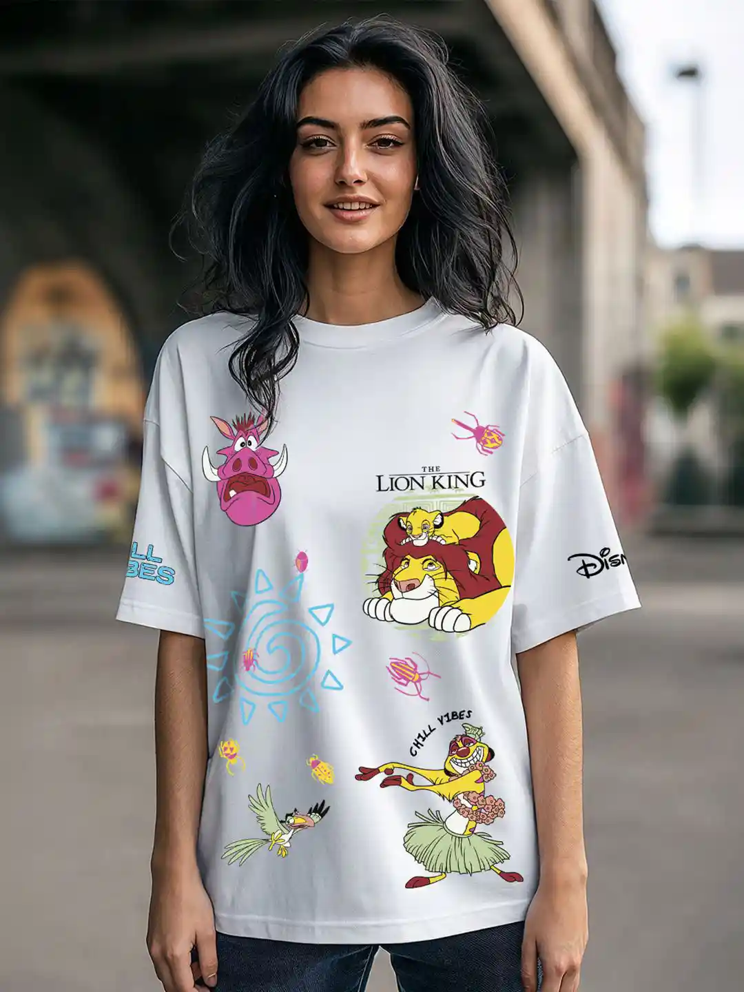 Bewakoof Official Disney Merchandise Lion King Women's Graphic Printed  Oversized T-Shirt - Main Image