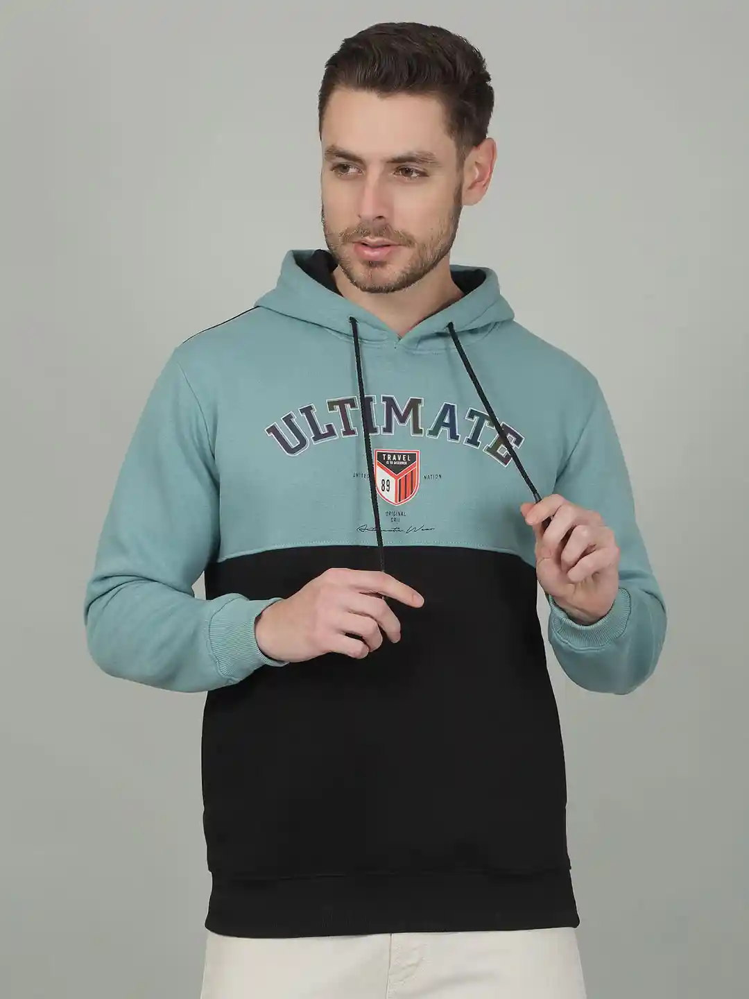 Buy Cantabil Men Colourblocked Hooded Sweatshirt Sweatshirts for