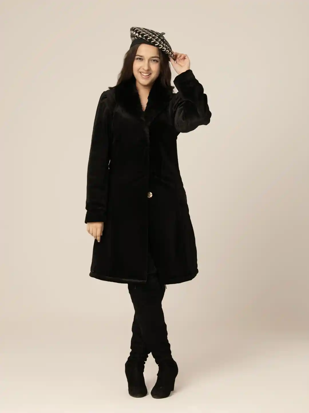 Buy HOITY MOPPET Girls Velvet Overcoat with Fur Collar Coats for