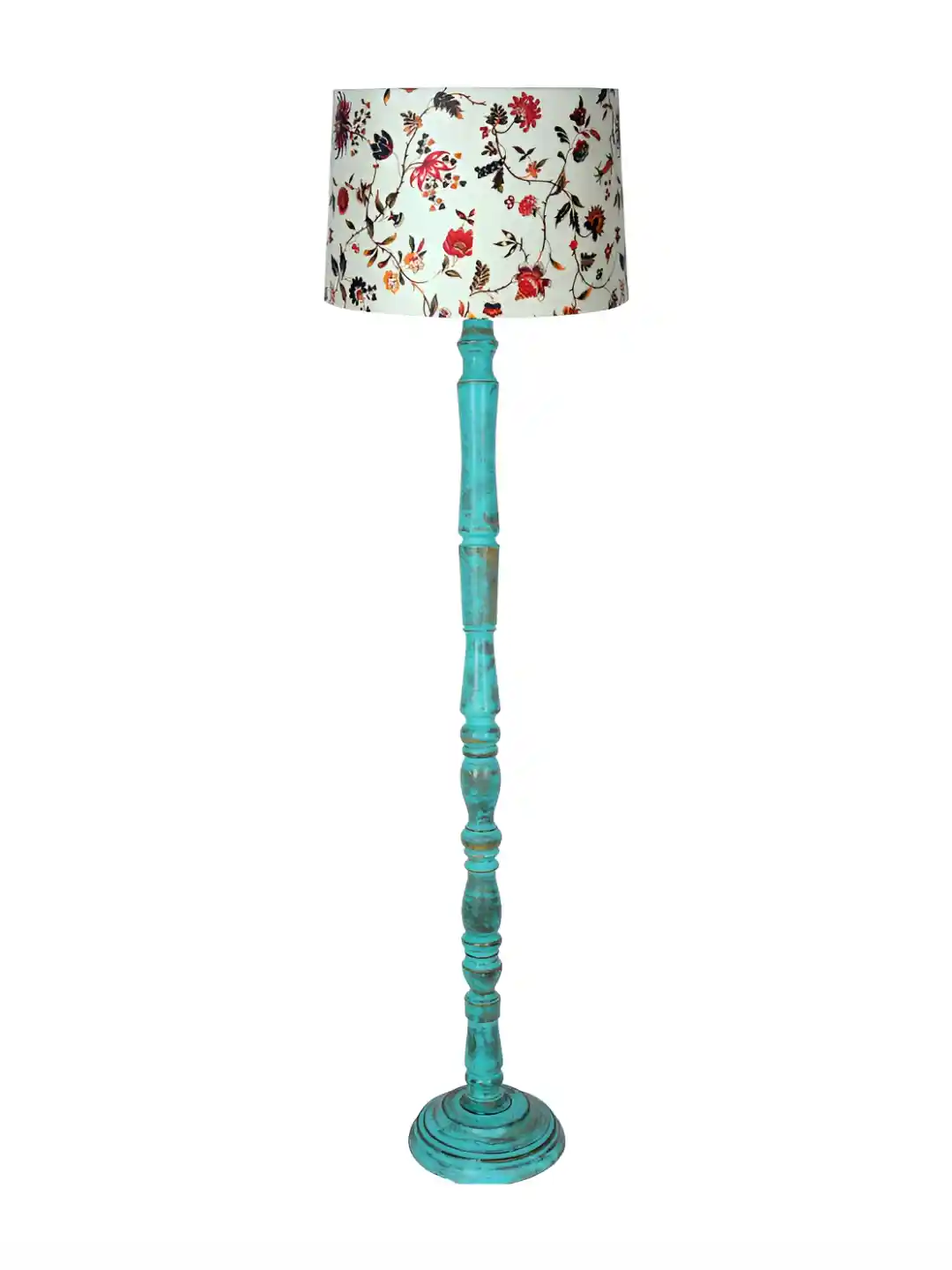 Buy Homesake Rose & Blue Printed Cylinder Shaped Wooden Floor Lamp