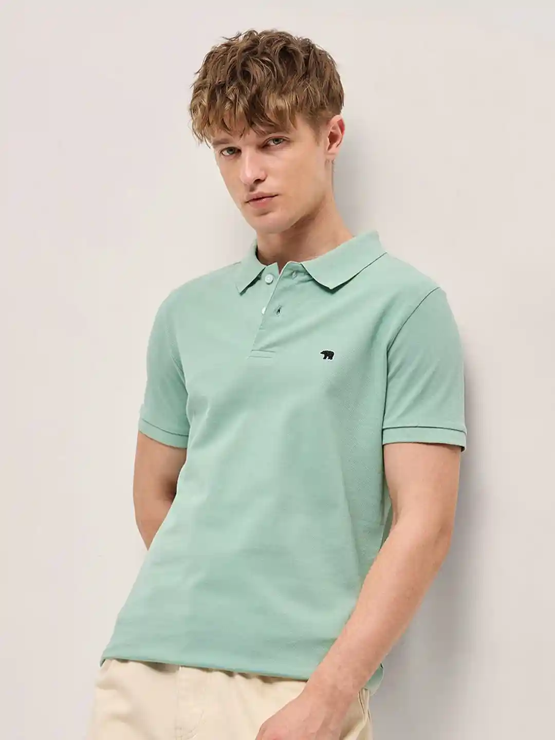 Buy THE BEAR HOUSE Men Solid Polo Collar Cotton T-shirt Tshirts