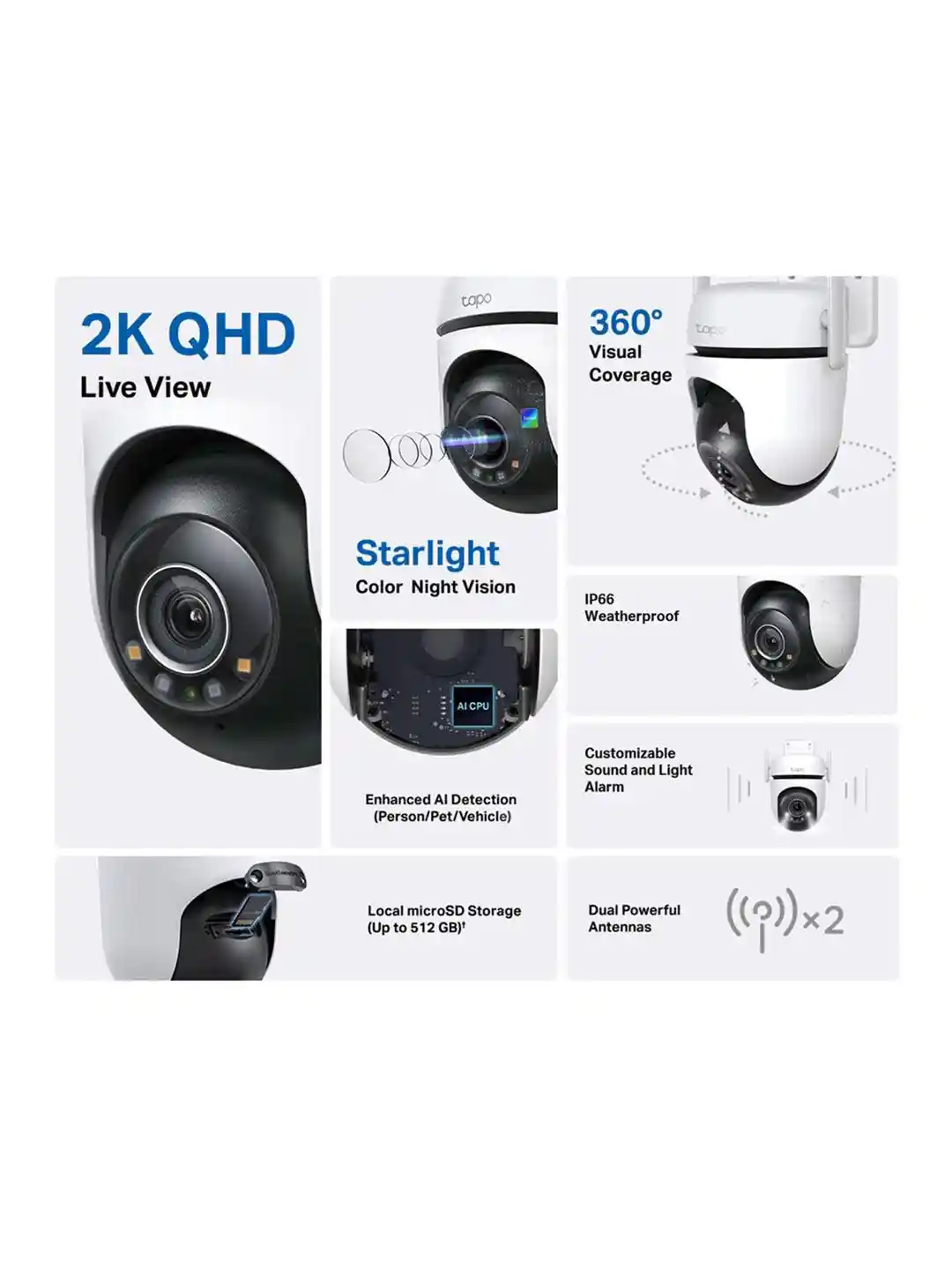 Buy TP-Link Tapo C520WS White & Black 2K QHD 4MP Outdoor Pan-Tilt