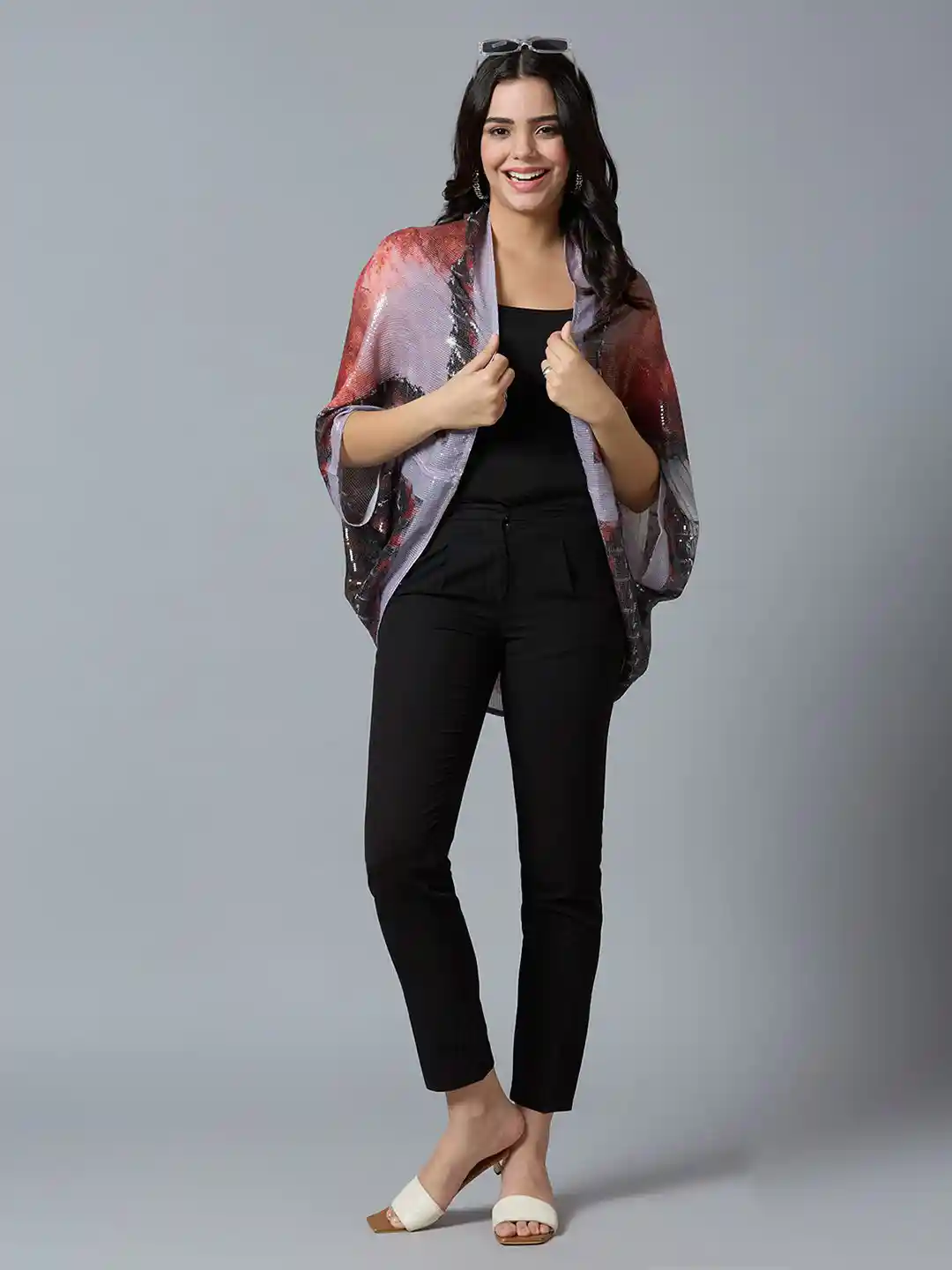 Buy Cloth Haus India Printed Sequin Embellished Shrug Shrug for