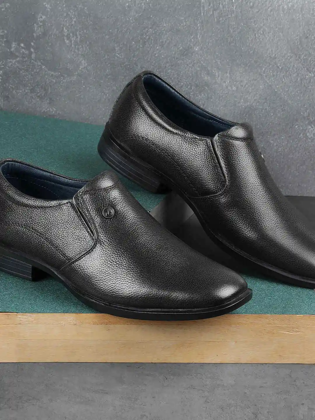 Buy Metro Men Textured Leather Formal Slip-On Shoes Formal Shoes